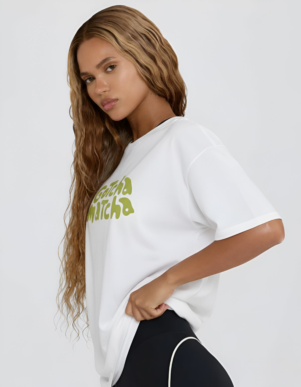 Bellbum Gotcha Matcha Oversized T-Shirt – 240GSM French Terry Cotton, White Unisex