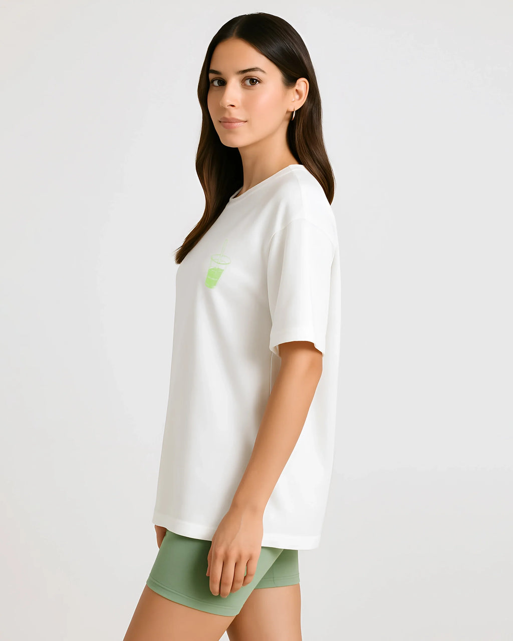 Bellbum Matcha Mornings Sage Green Unisex Oversized T-Shirt – DTF Print | 240 GSM Cotton