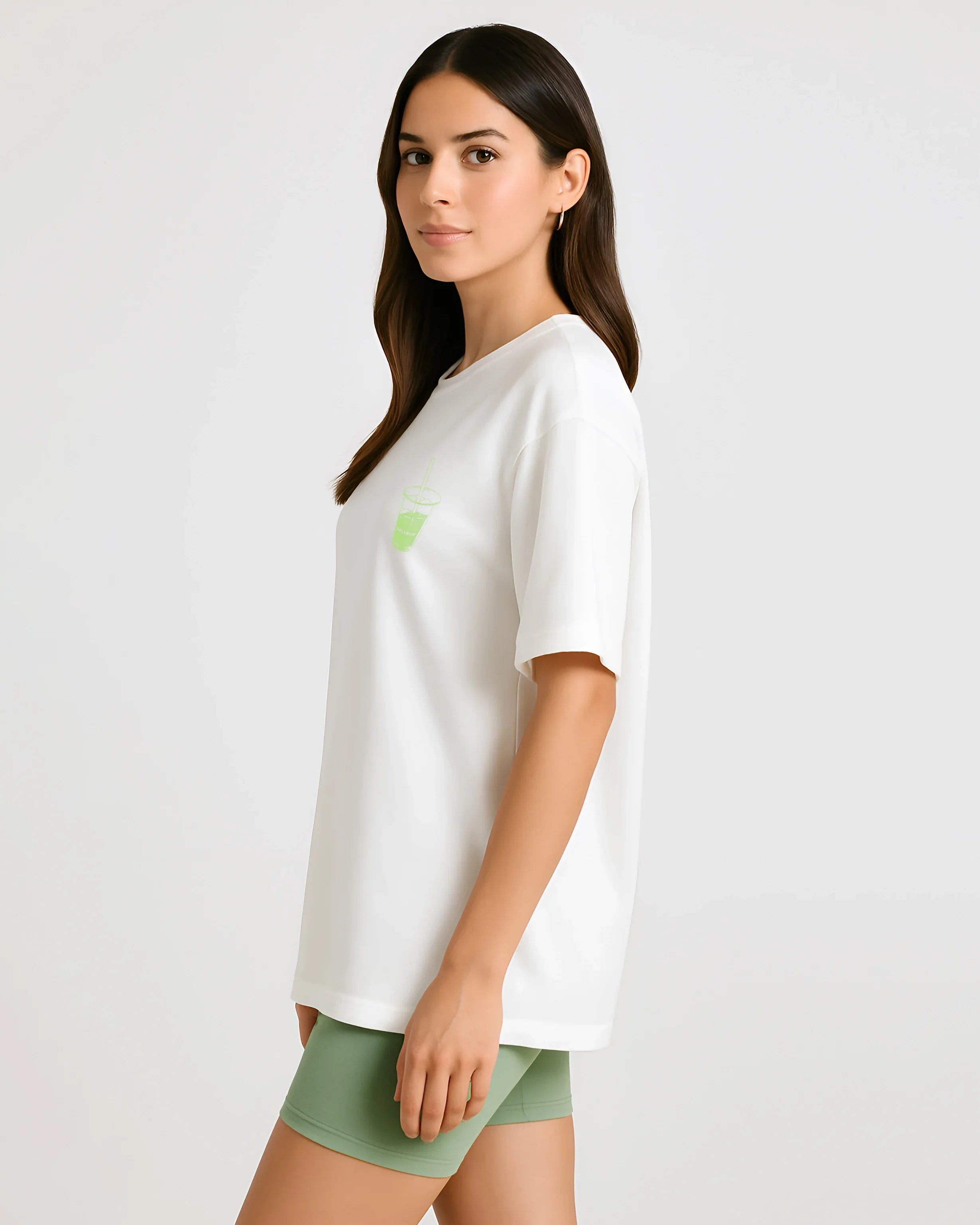 Bellbum Matcha Mornings Sage Green Unisex Oversized T-Shirt – DTF Print | 240 GSM Cotton