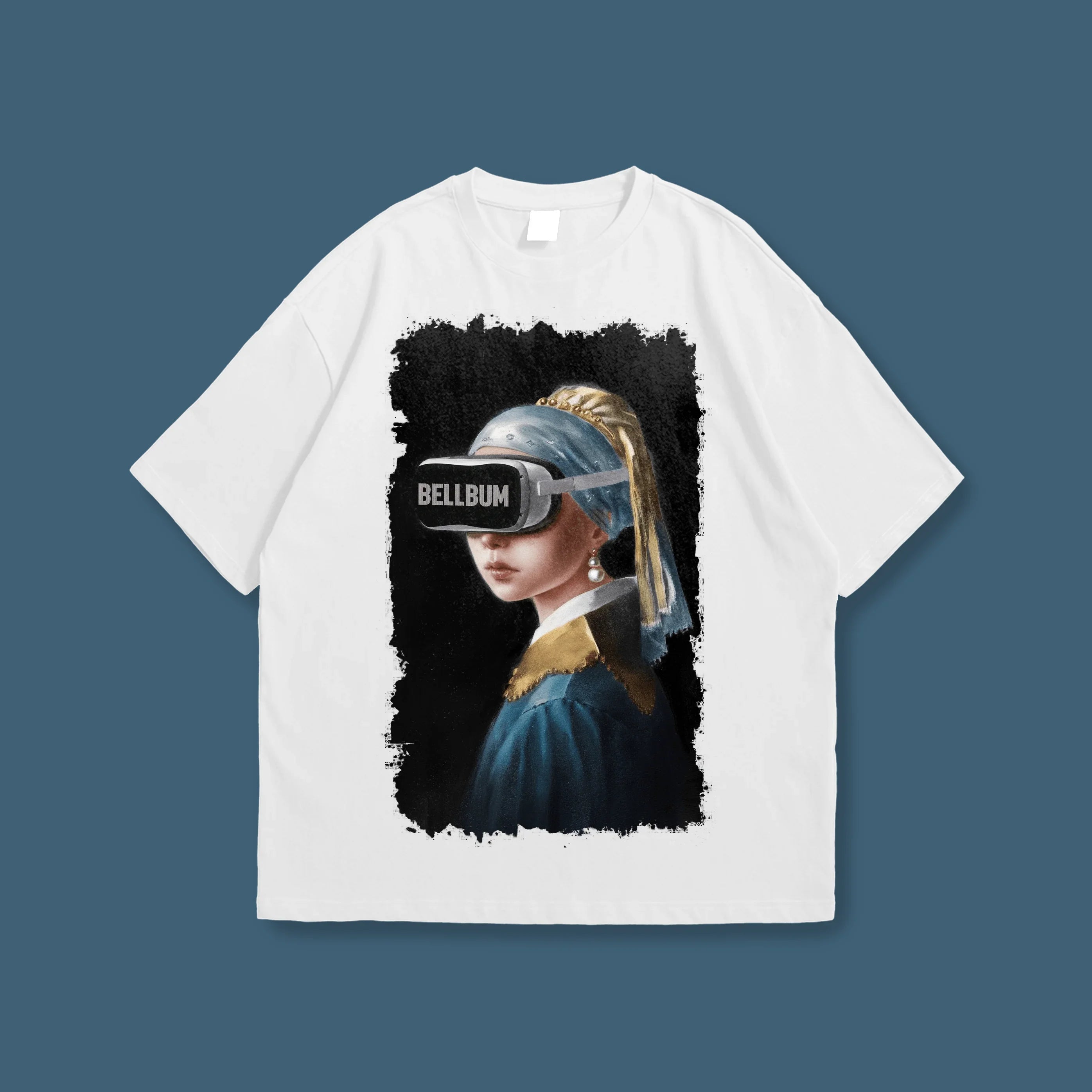 Girl with a Pearl Earring x Vison pro Unisex printed graphic oversized t-shirt - Bellbum