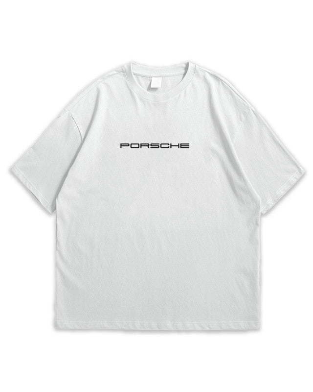 Bellbum Porsche 911 GT3 RS Oversized T-Shirt – 240GSM French Terry Cotton, White, Unisex Car Graphic Streetwear