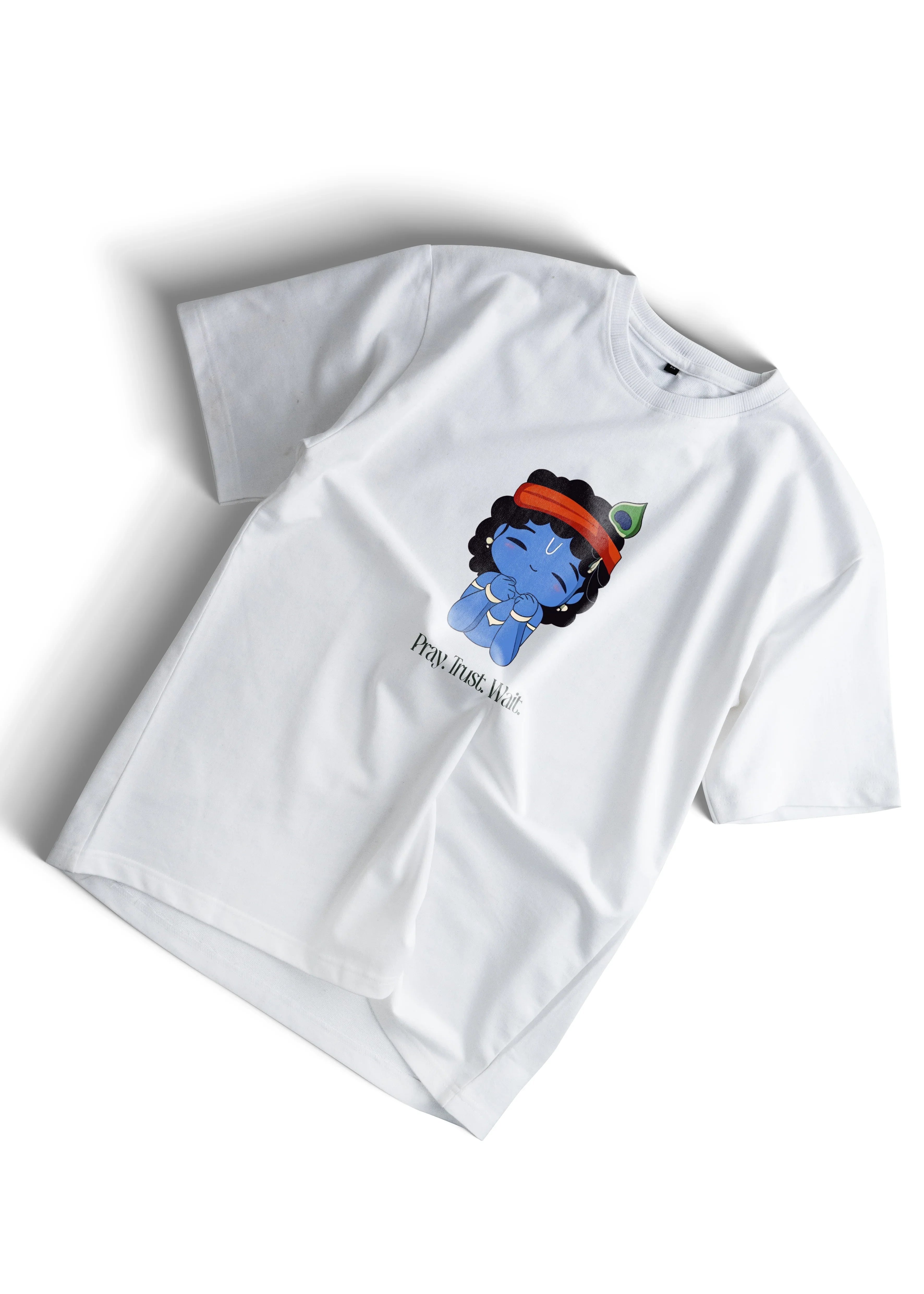 Krishna Devotional Bliss Oversized Tee - Graceful Spiritual Design by Bellbum - Bellbum