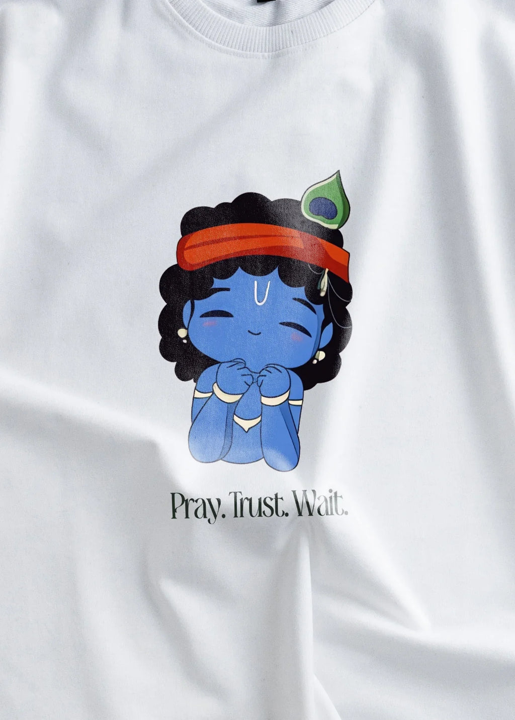 Krishna Devotional Bliss Oversized Tee - Graceful Spiritual Design by Bellbum - Bellbum