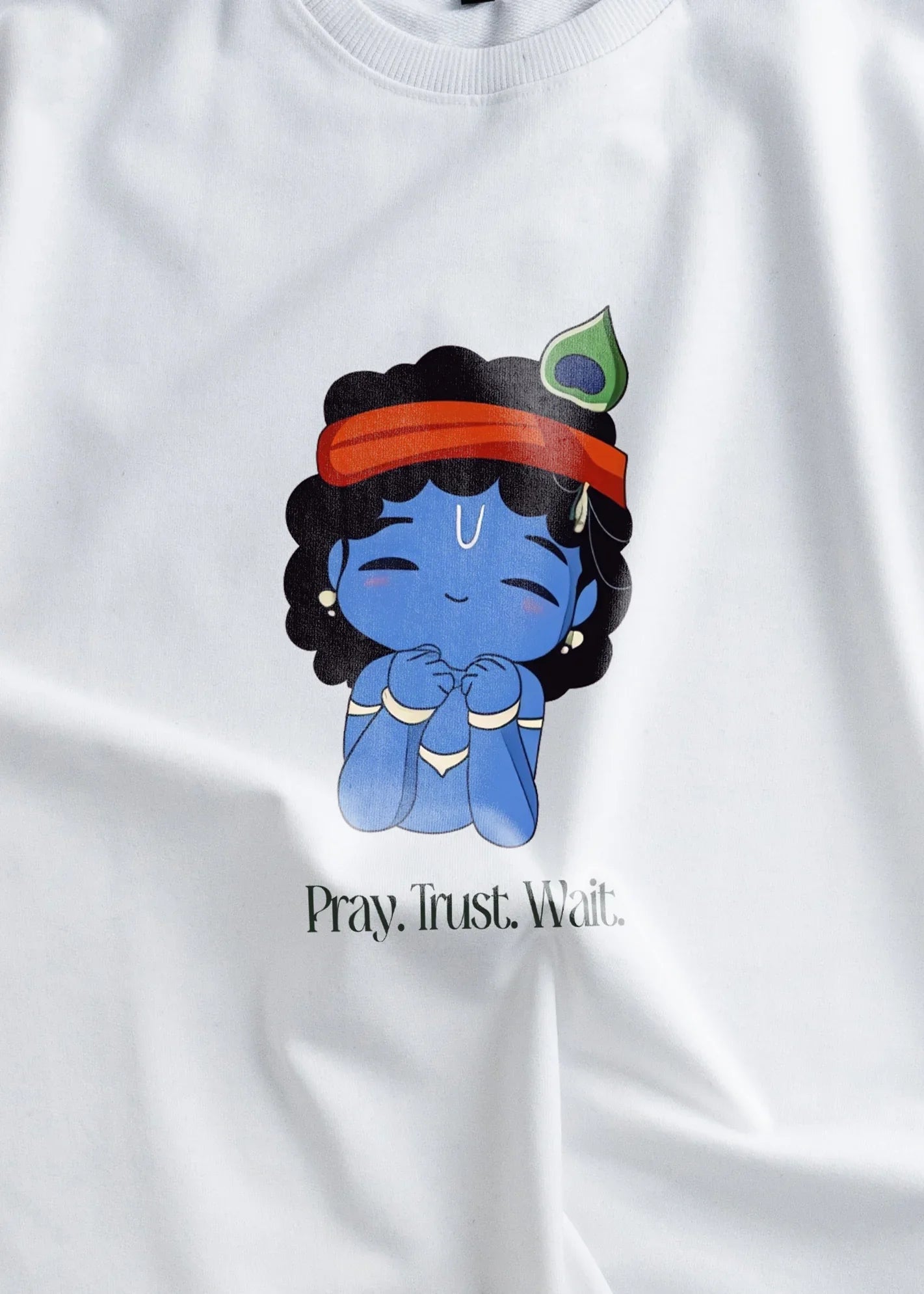 Krishna Devotional Bliss Oversized Tee - Graceful Spiritual Design by Bellbum - Bellbum
