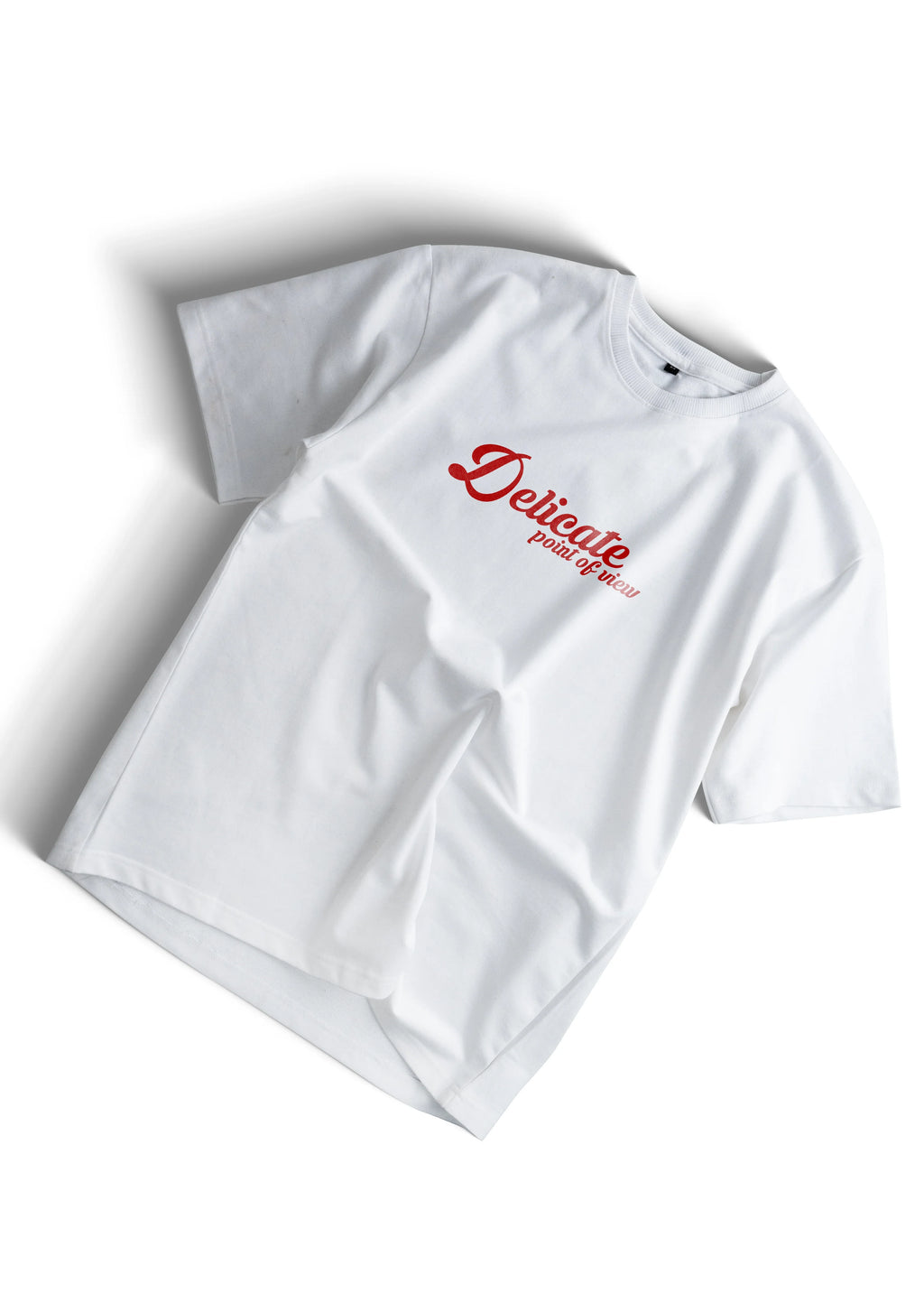 Delicate Point of View Unisex Statement Oversize T-Shirt – Minimalist Red Text Design - Bellbum