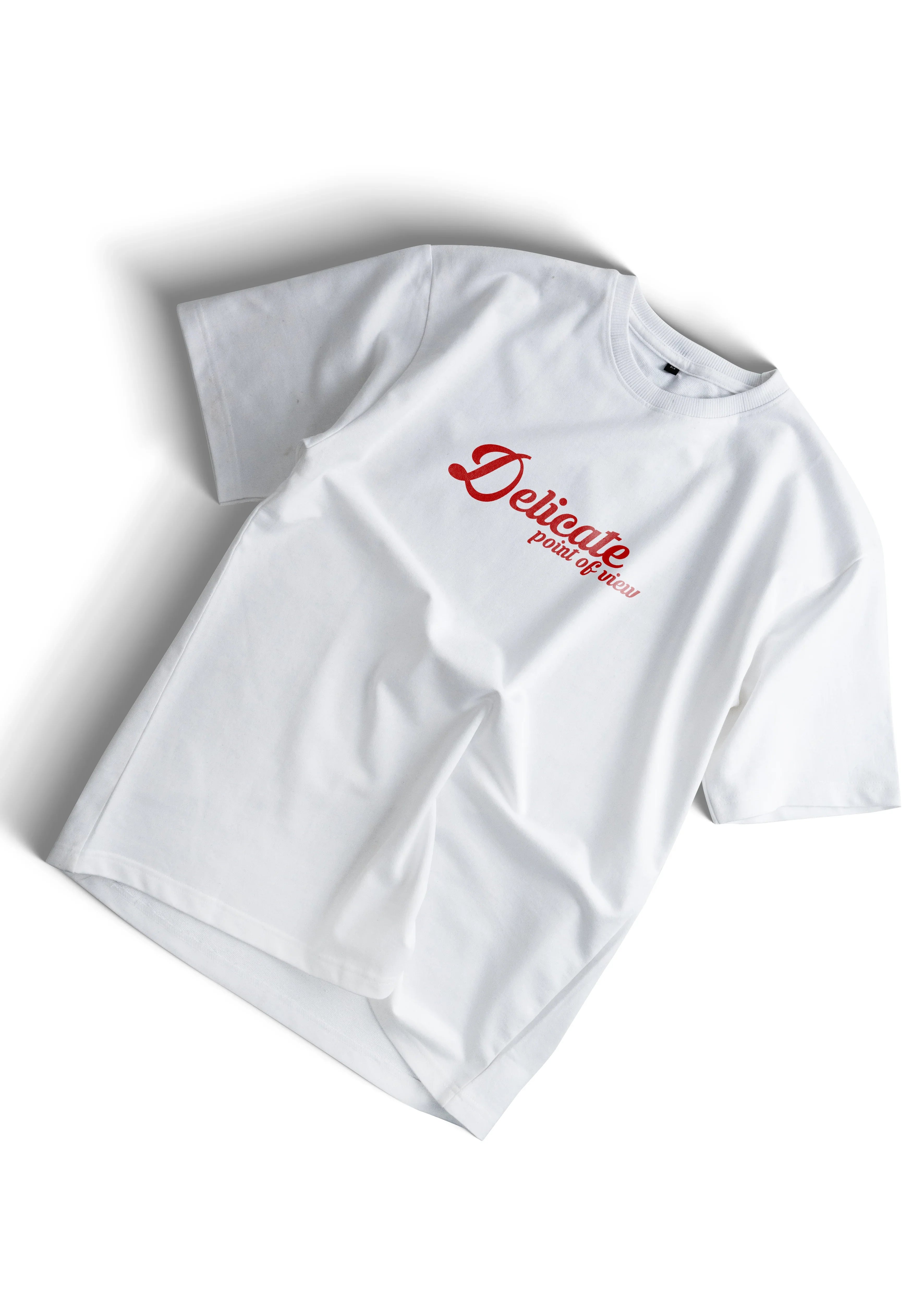 Delicate Point of View Unisex Statement Oversize T-Shirt – Minimalist Red Text Design - Bellbum