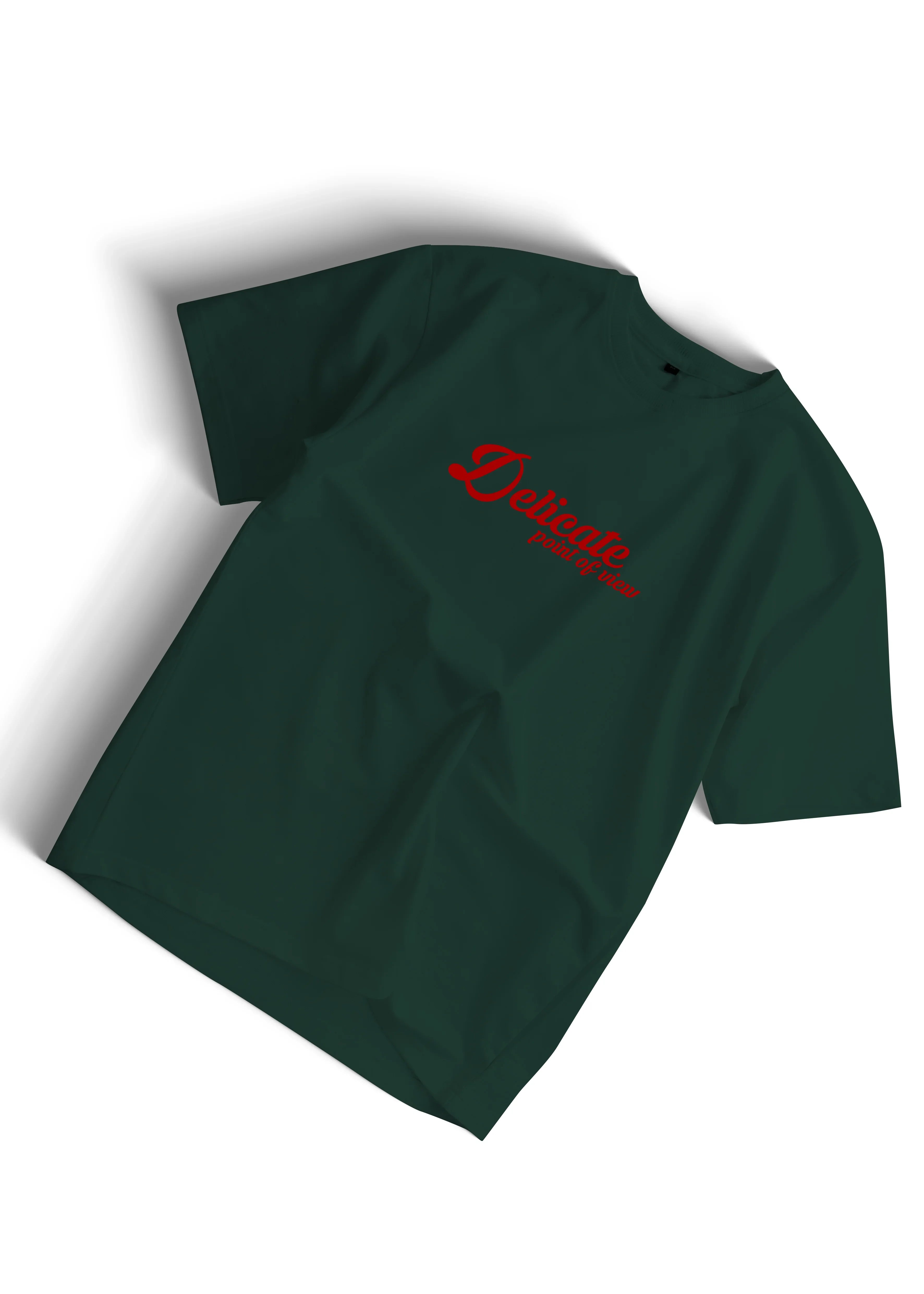 Delicate Point of View Unisex Statement Oversize T-Shirt – Minimalist Red Text Design - Bellbum