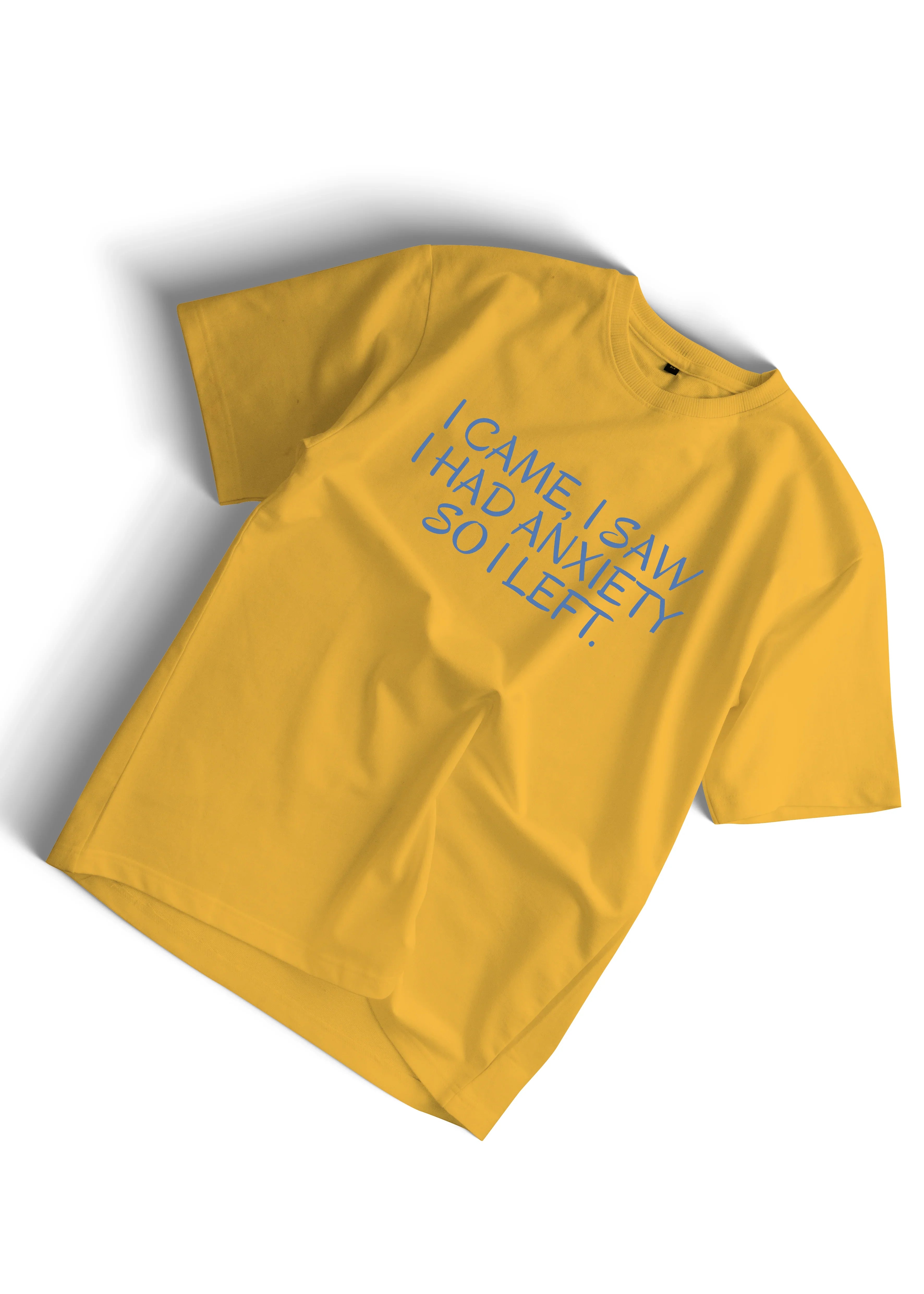 Witty Anxiety-Inspired Statement Tee – White Oversized Unisex T-Shirt - Bellbum