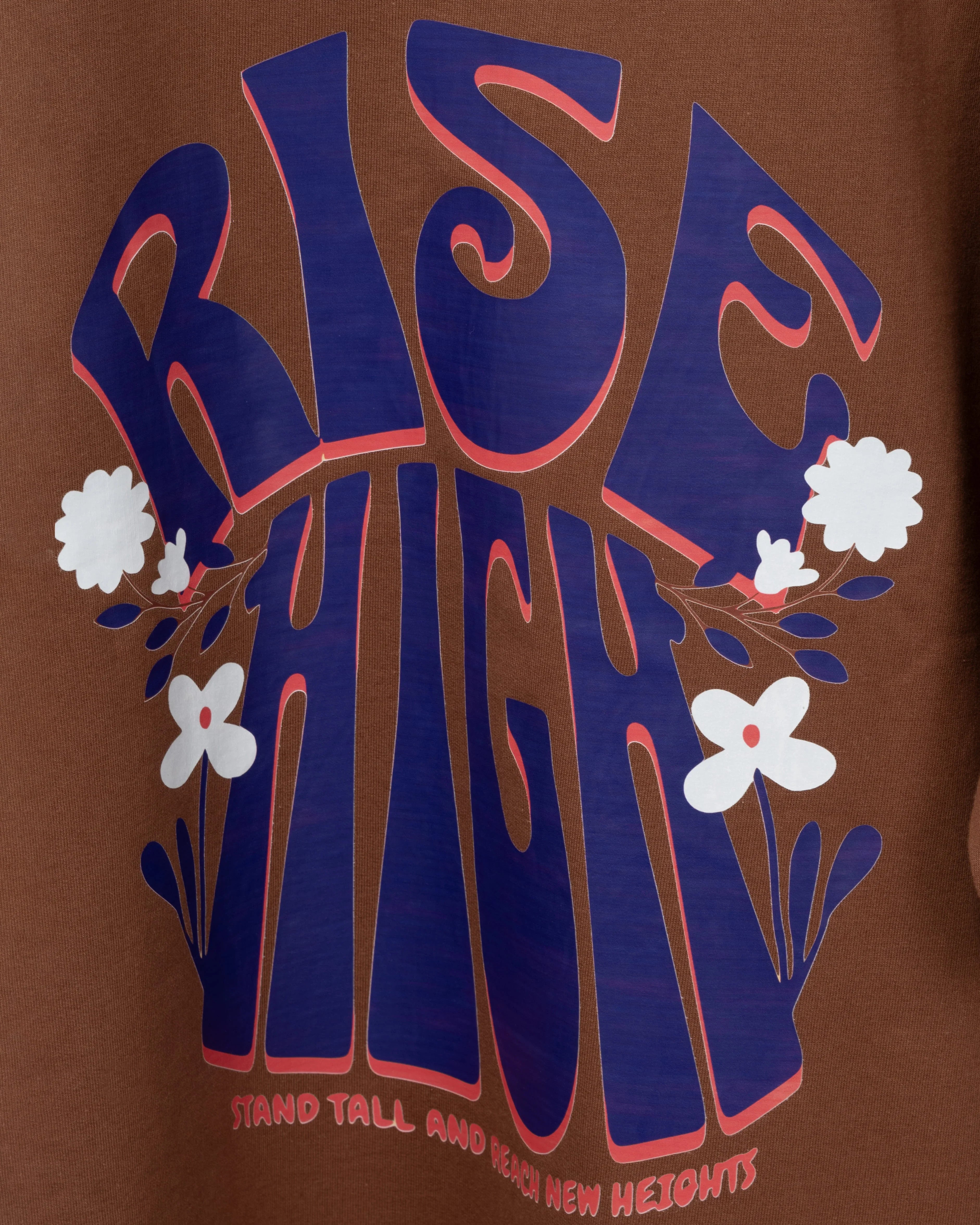 Bellbum Unisex Oversized T-Shirt Brown Cotton – Rise High Stand Tall Floral Typography Graphic - Bellbum