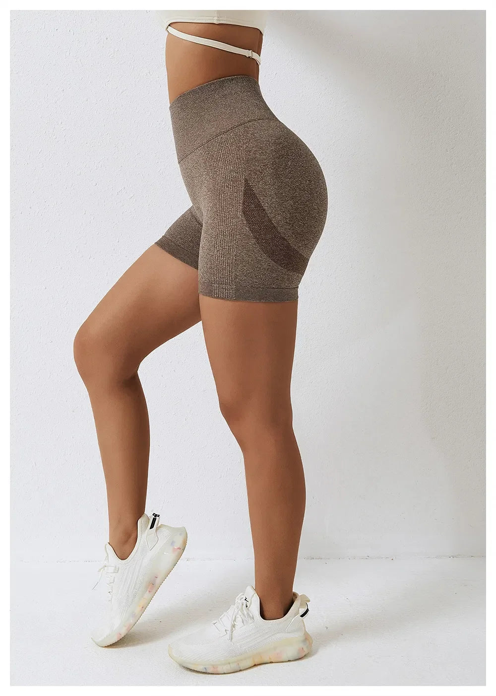 Bellbum Yoga Shorts Brown Spandex - Bellbum