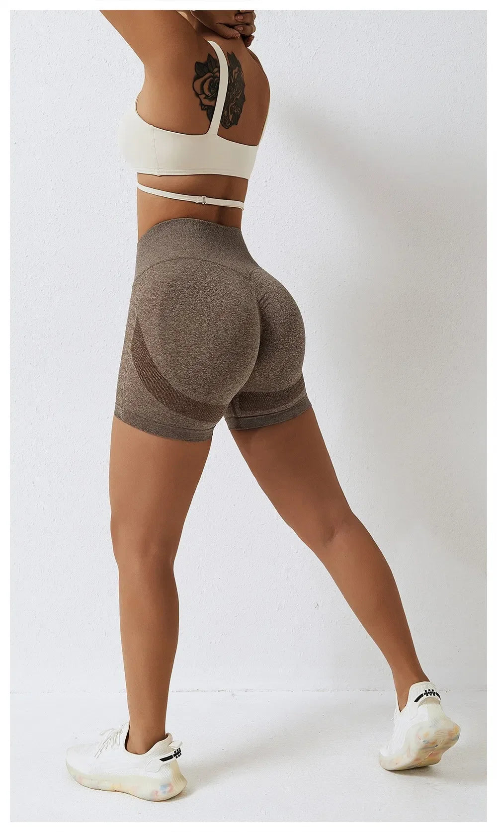 Bellbum Yoga Shorts Brown Spandex - Bellbum
