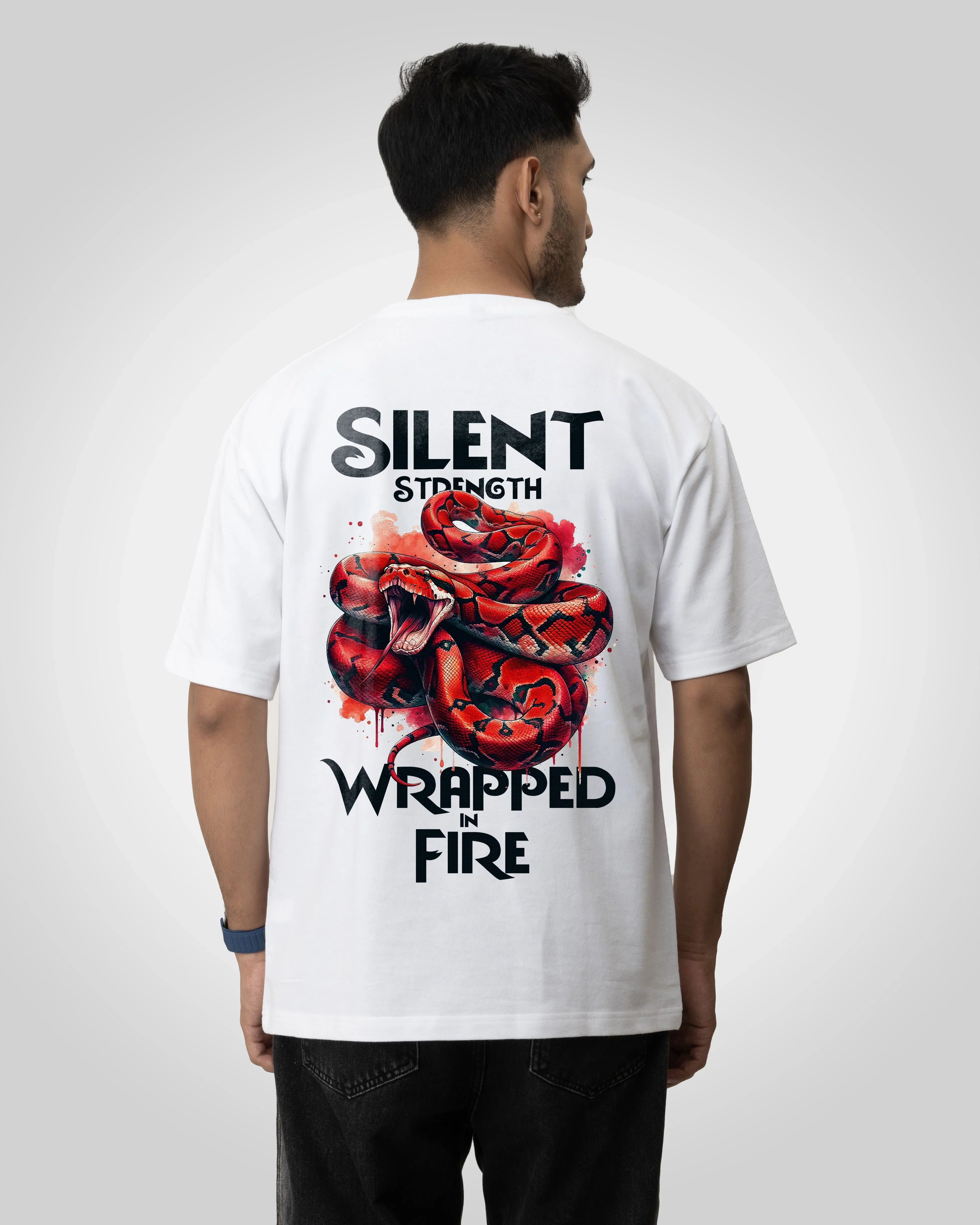 Silent Strength: Wrapped in Fire Red Unisex t-shirt oversized t-shirt - Bellbum
