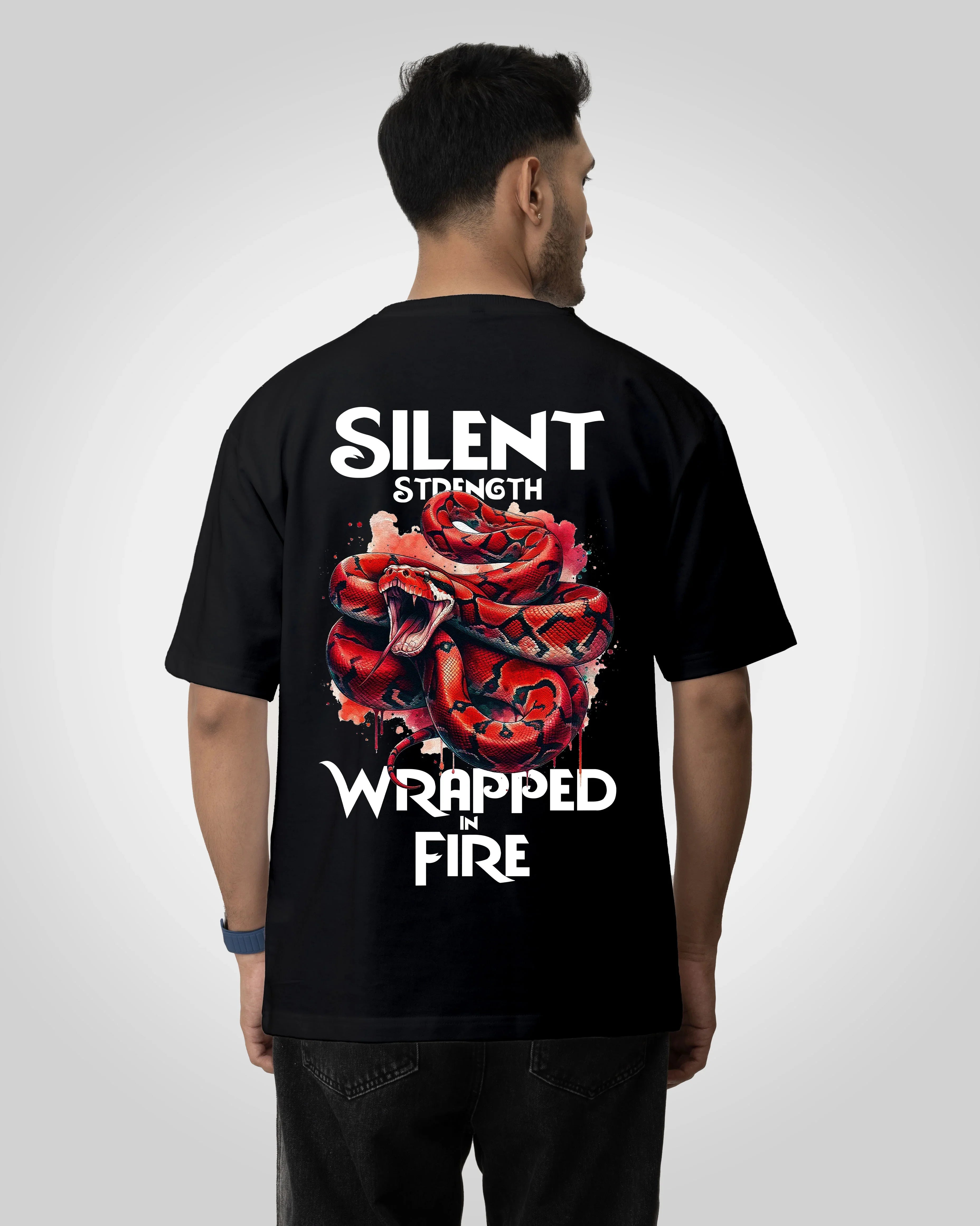 Silent Strength: Wrapped in Fire Red Unisex t-shirt oversized t-shirt - Bellbum