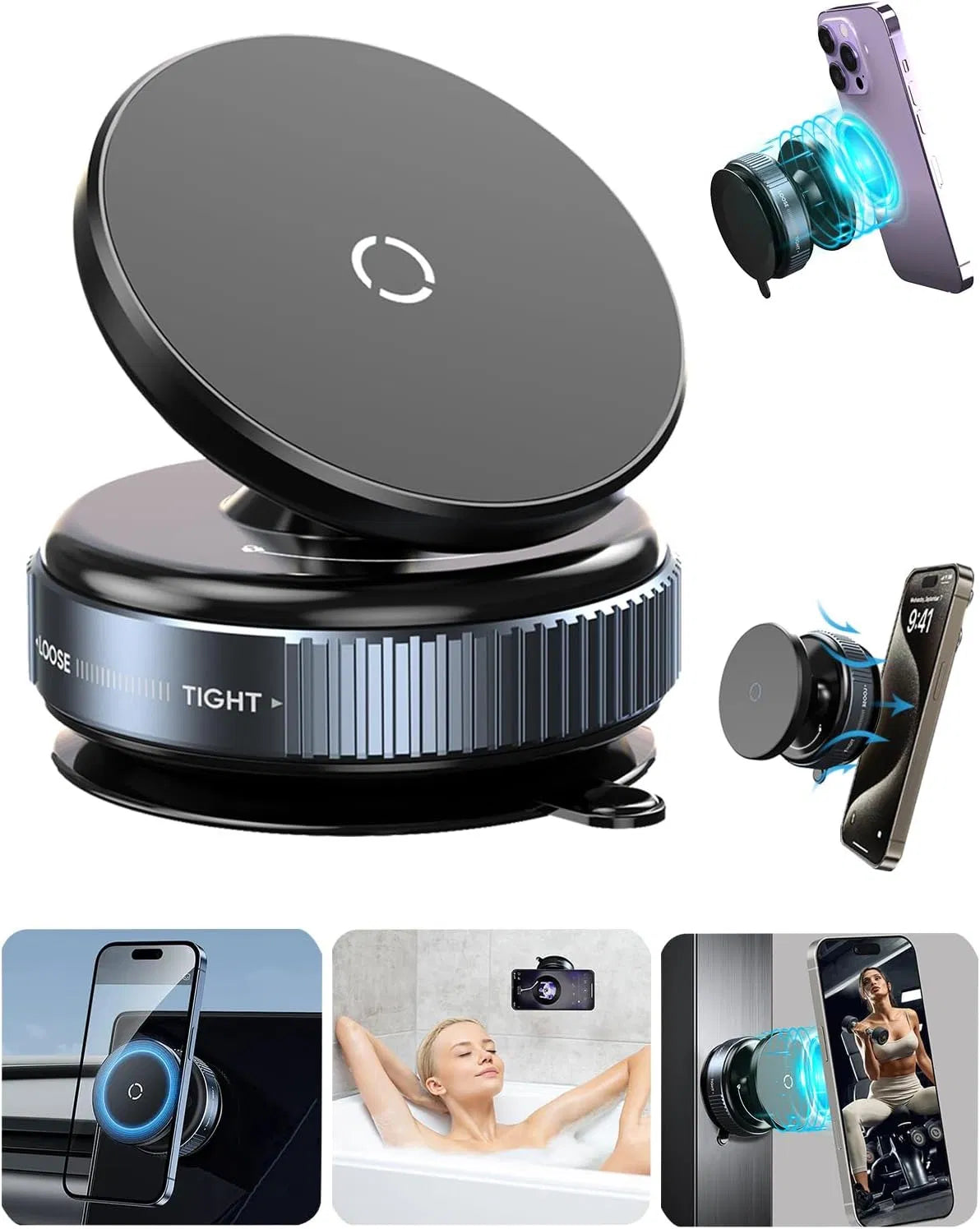 Bellbum acuum Suction Magnetic Magsafe Car Phone Holder 360° Rotation For All Phones Mobile Holder