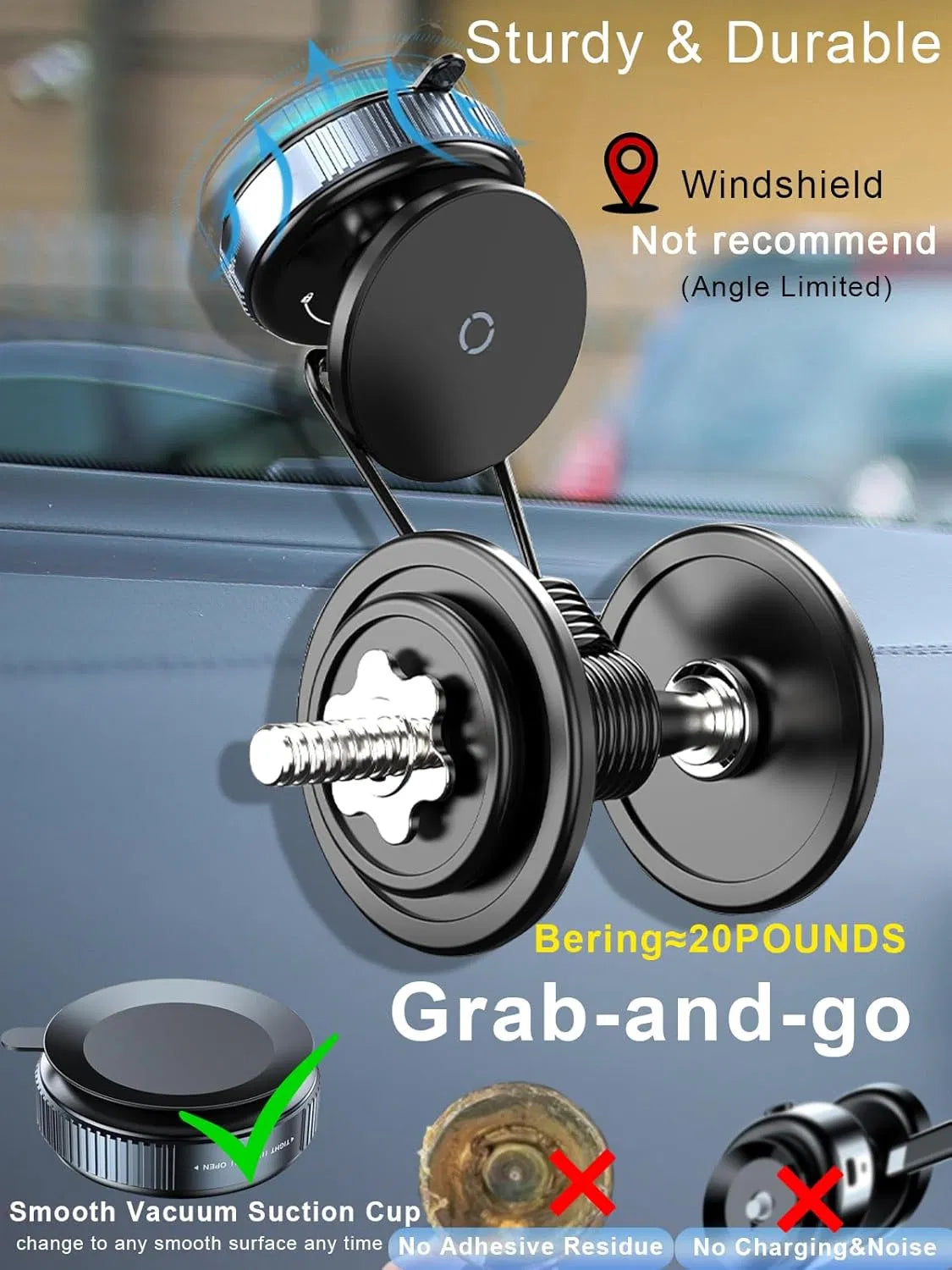 Bellbum acuum Suction Magnetic Magsafe Car Phone Holder 360° Rotation For All Phones Mobile Holder