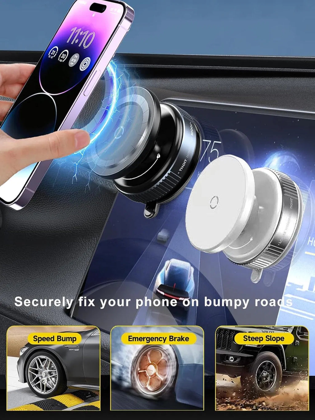 Bellbum acuum Suction Magnetic Magsafe Car Phone Holder 360° Rotation For All Phones Mobile Holder