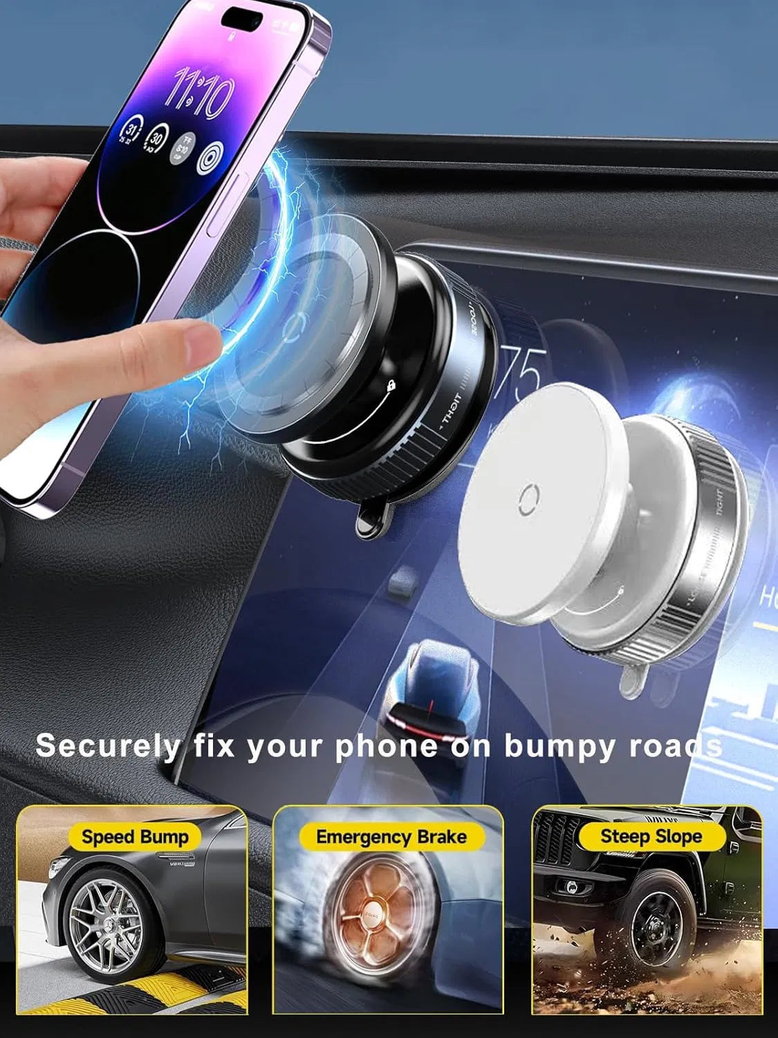 Bellbum acuum Suction Magnetic Magsafe Car Phone Holder 360° Rotation For All Phones Mobile Holder