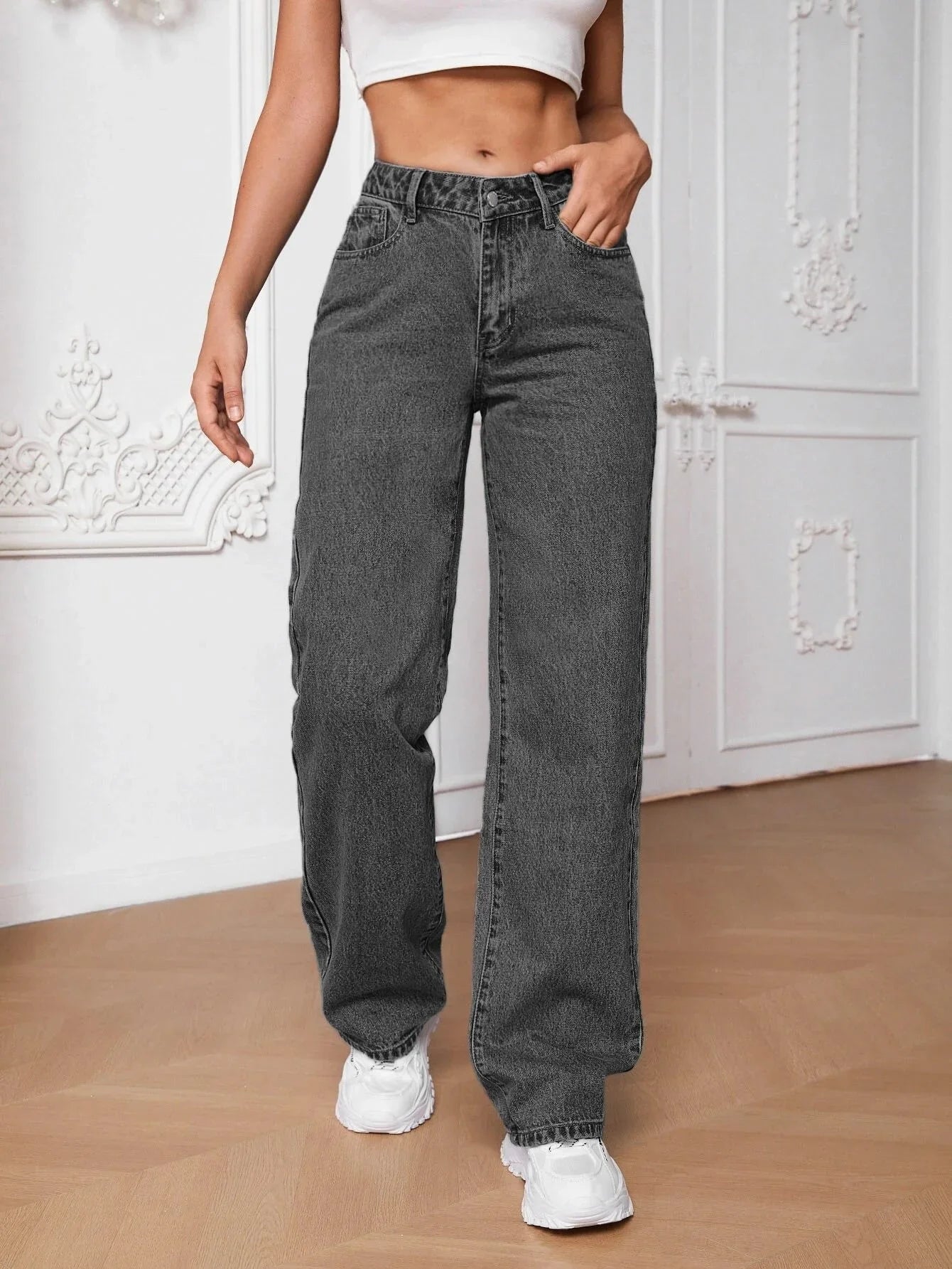 Bellbum Wide Leg Jeans Grey Denim - Bellbum