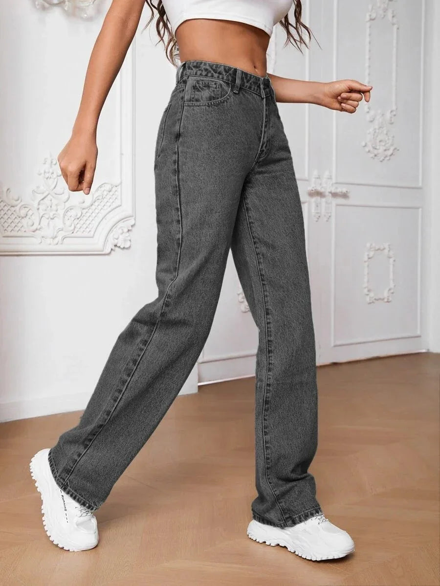 Bellbum Wide Leg Jeans Grey Denim - Bellbum