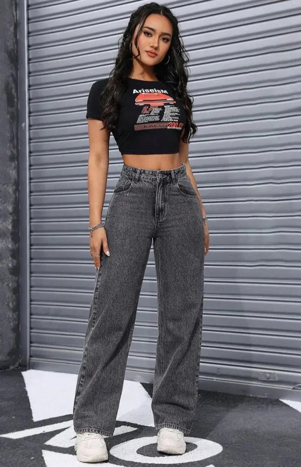 Bellbum Wide Leg Jeans Grey Denim - Bellbum