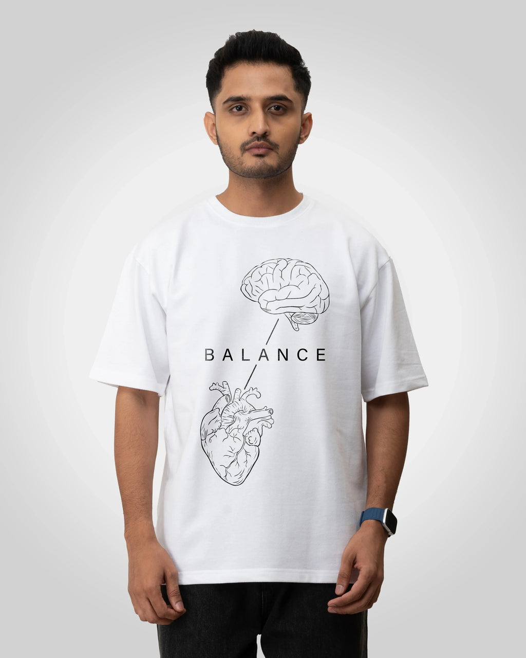 Balance inbetween graphic Unisex oversized T-shirt - Bellbum
