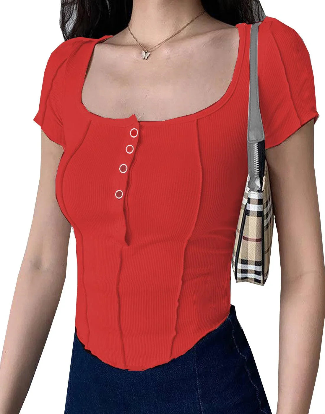 Limr Fashion pack of 3 women new design button down crop top - Bellbum