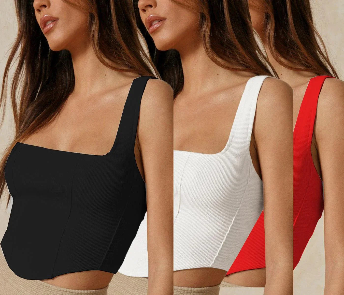 Limr Fashion pack of 3 collar neck crop top - Bellbum