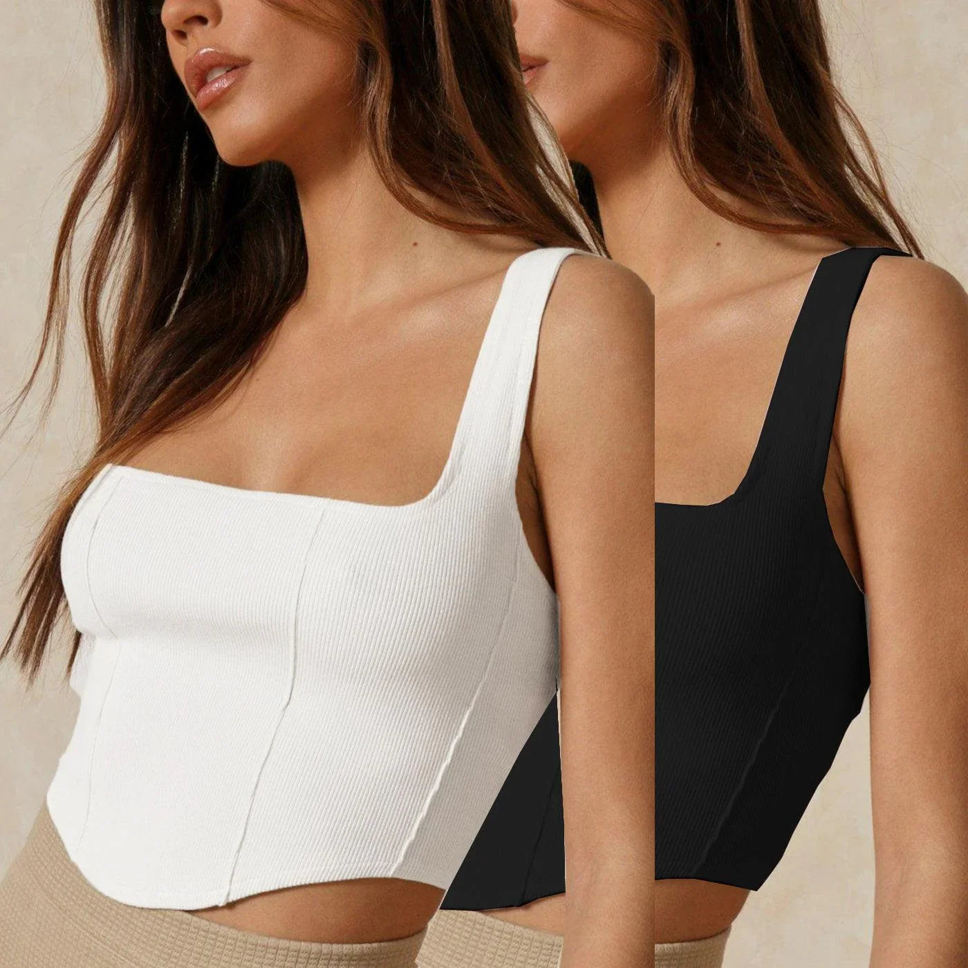 Lime Fashion pack of 2 square neck crop top - Bellbum