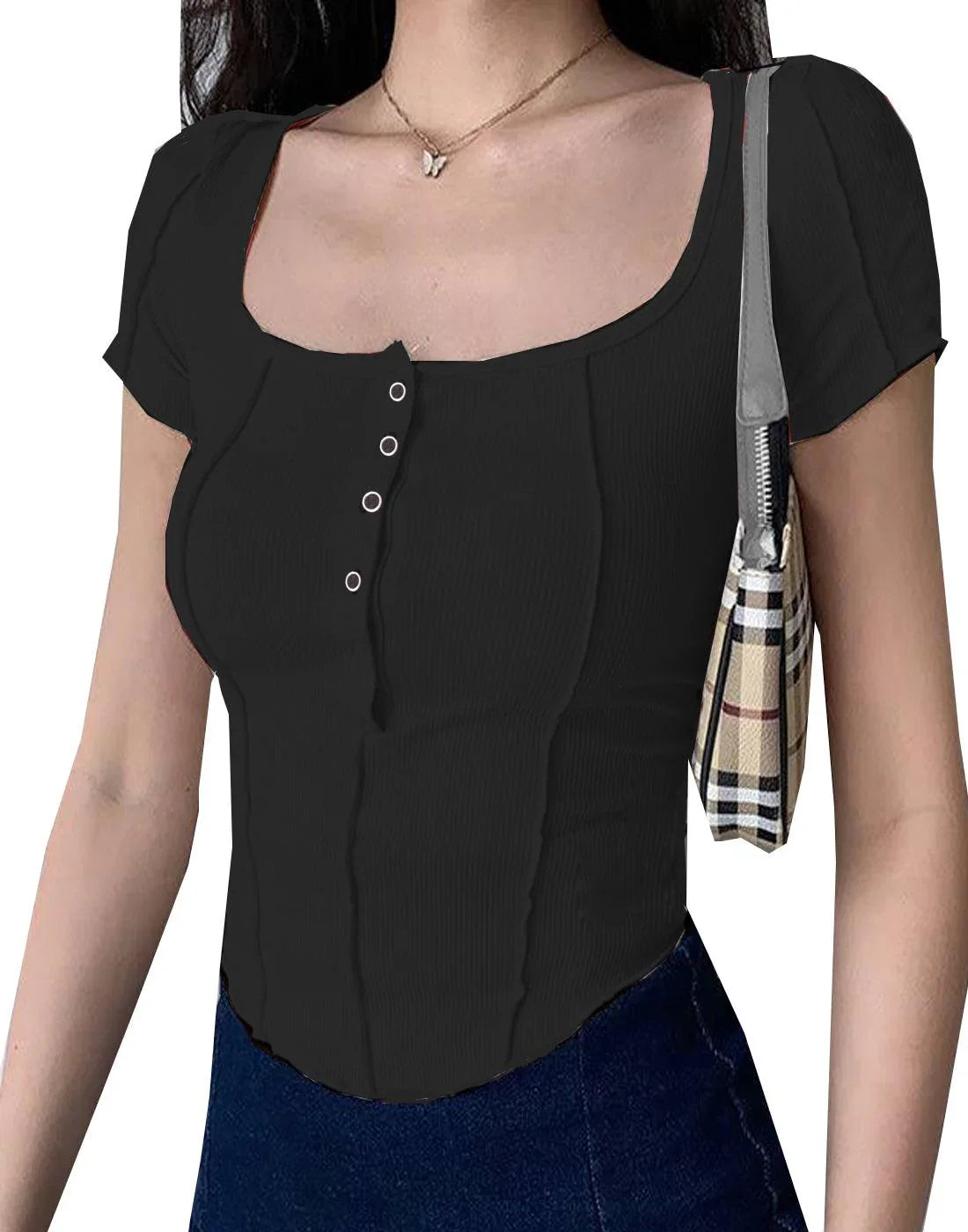 Limr Fashion pack of 3 women new design button down crop top - Bellbum