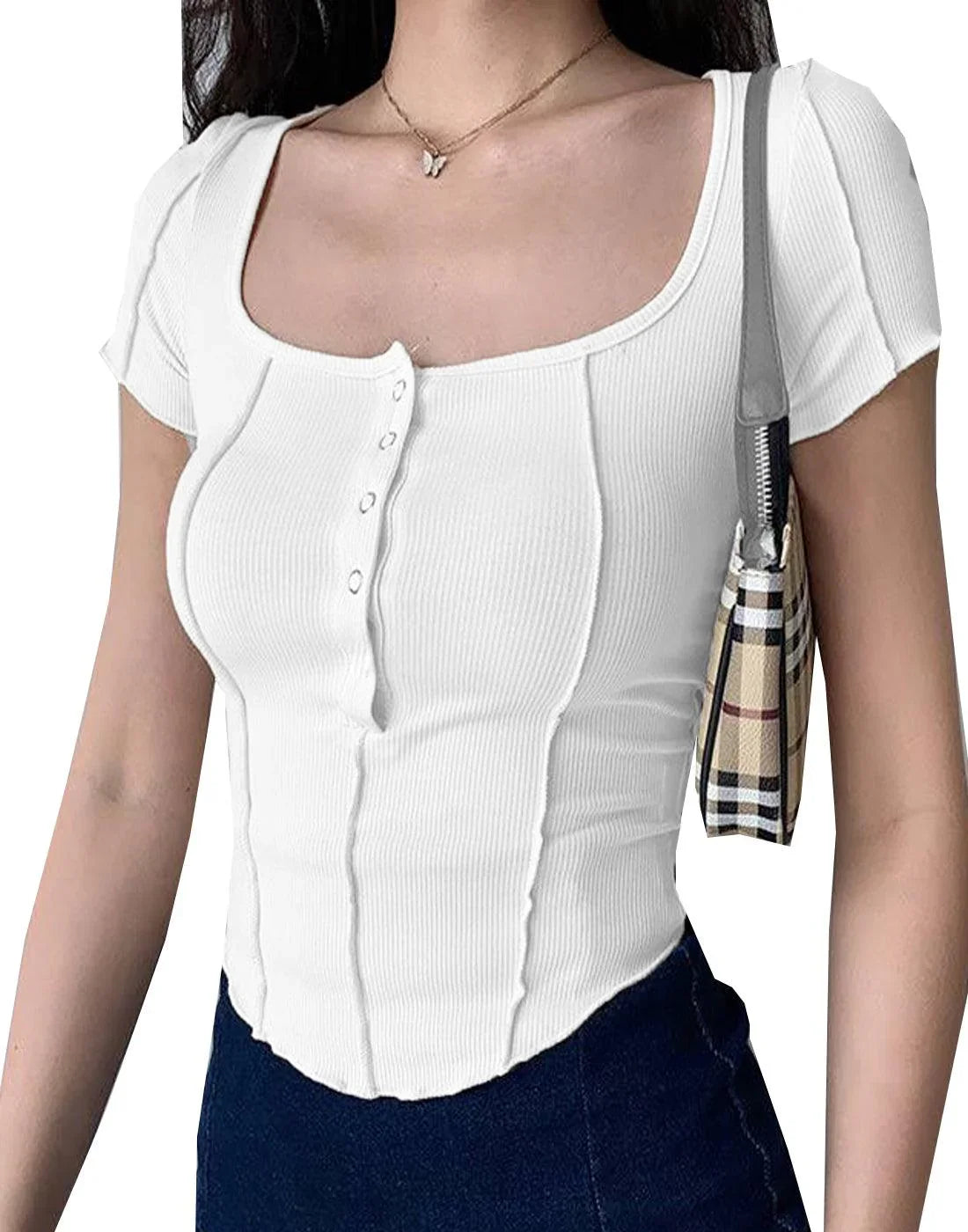 Limr Fashion pack of 3 women new design button down crop top - Bellbum